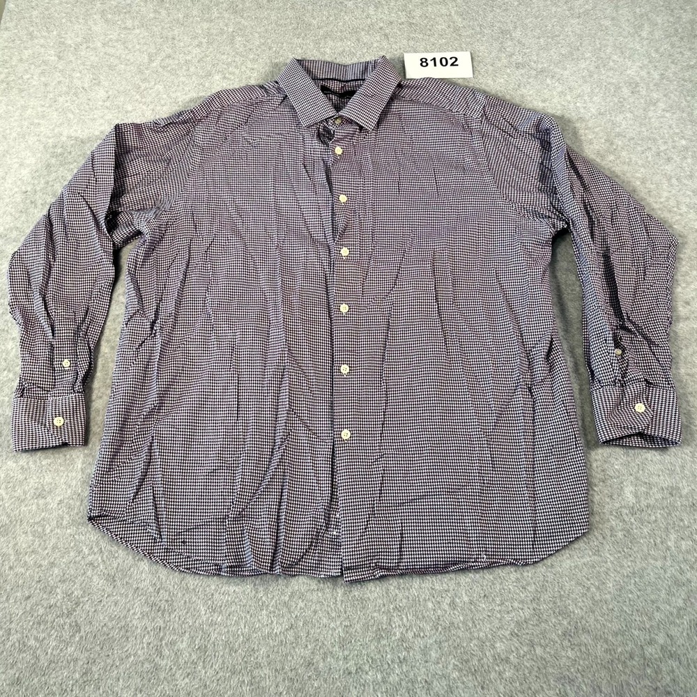 Vintage Hart Schaffner Marx Shirt Mens XL Multicolor Houndstooth Collared Button